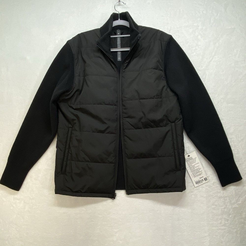 Lemon Men's Black Zip-Up Puffer Sweater Jacket